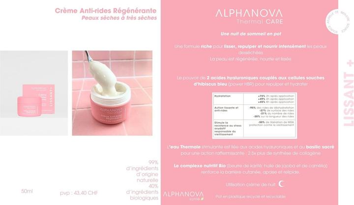 Produktbild Alphanova Thermische Pflege regenerierende Glättende Creme mit Hyaluronsäure (50 ml, Gesichtsbalsam)
