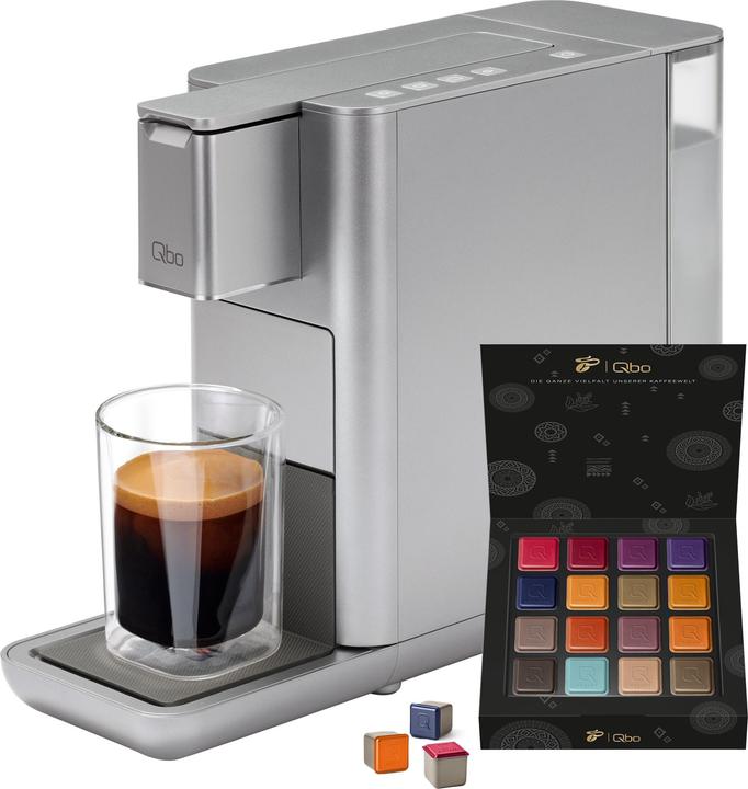 Tchibo Qbo ICONIC Premium Kapselmaschine inkl. 16 Qbo Kaffeekapseln, Grau
