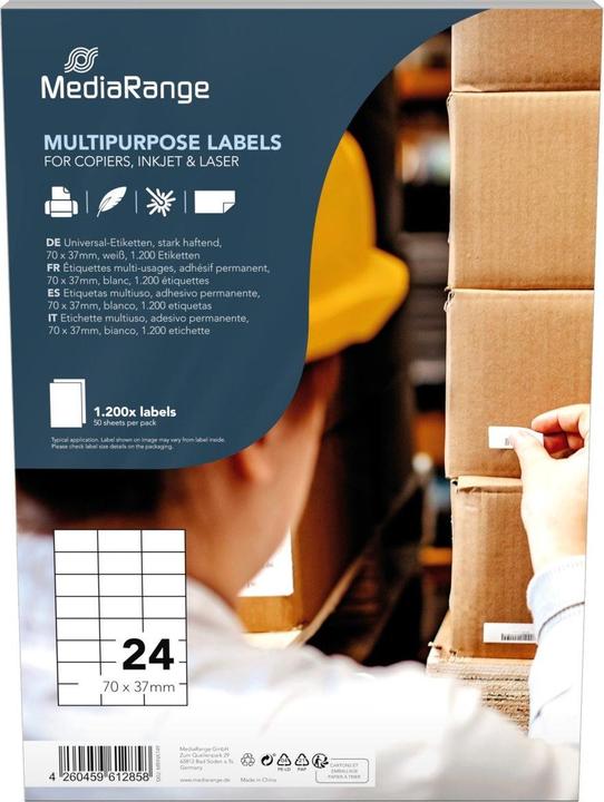 Produktbild MediaRange Universal-Etiketten, stark haftend 1.200 Etiketten