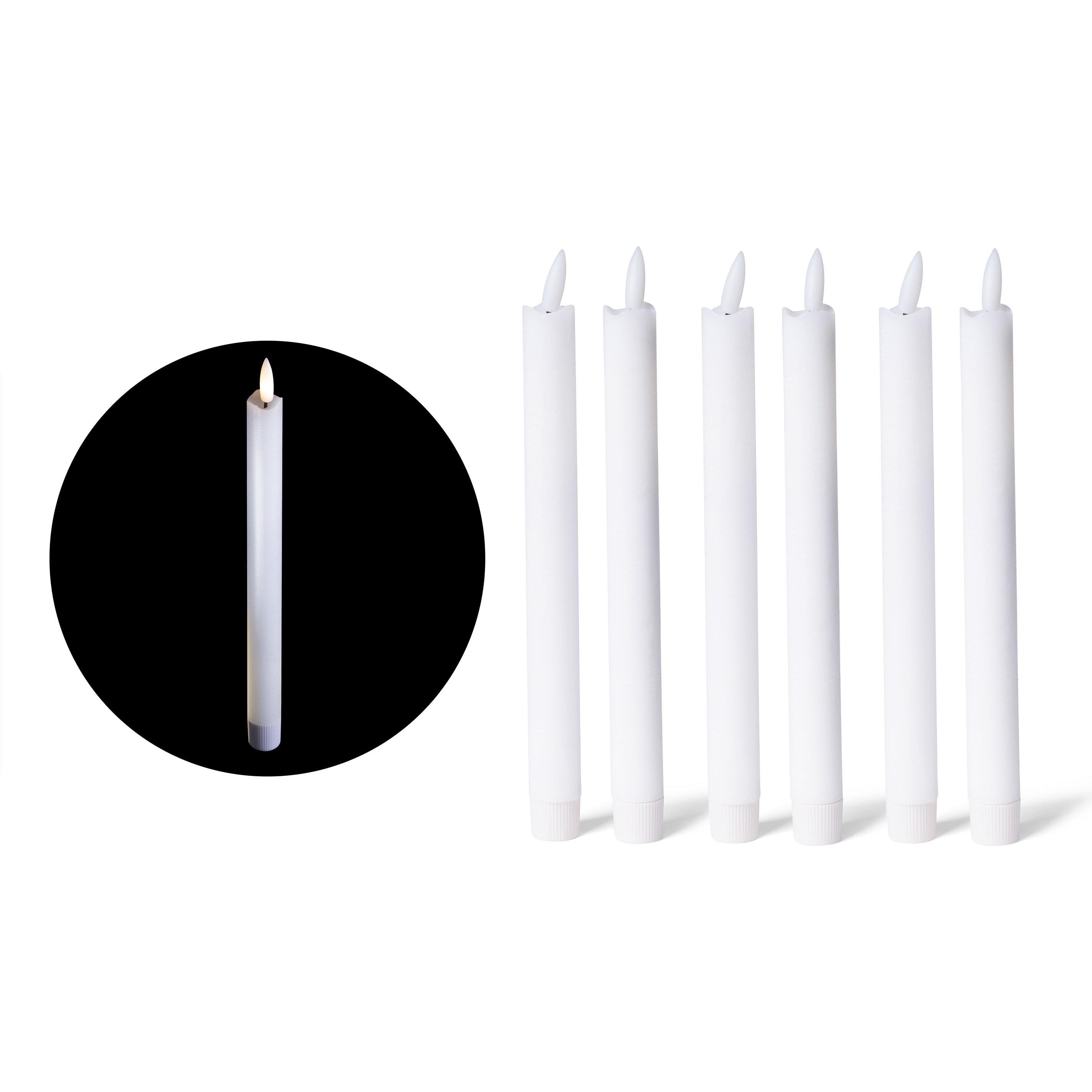 Novaliv, LED Kerzen, Weisse LED Stabkerze mit Timerfunktion 6er Set - Stabkerze LED bewegliche Flamme Timer - 20cm Höhe ...