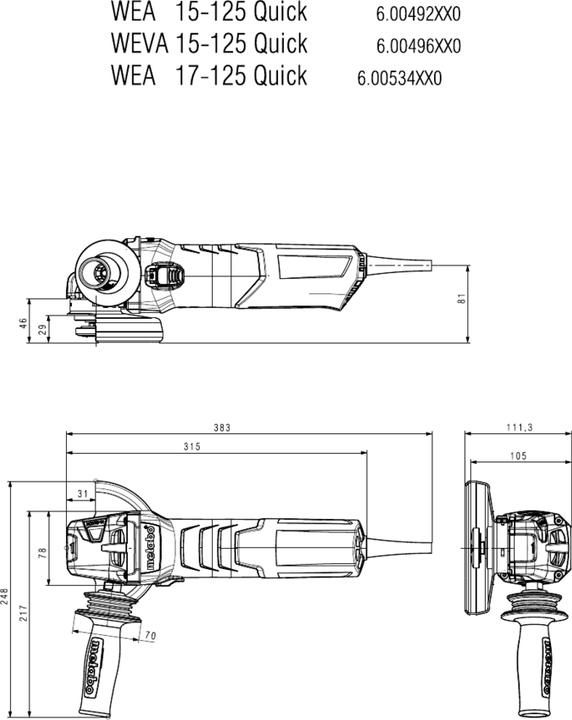 Image du produit Metabo WE17-125 Meuleuse d'angle Quick (125 mm)