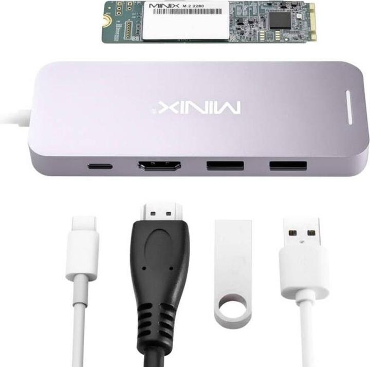 Actual product image Minix NEO-S2GR USB-C multiport adapter with 240 GB solid state drive (SSD) included in the scope of (0.24 TB)