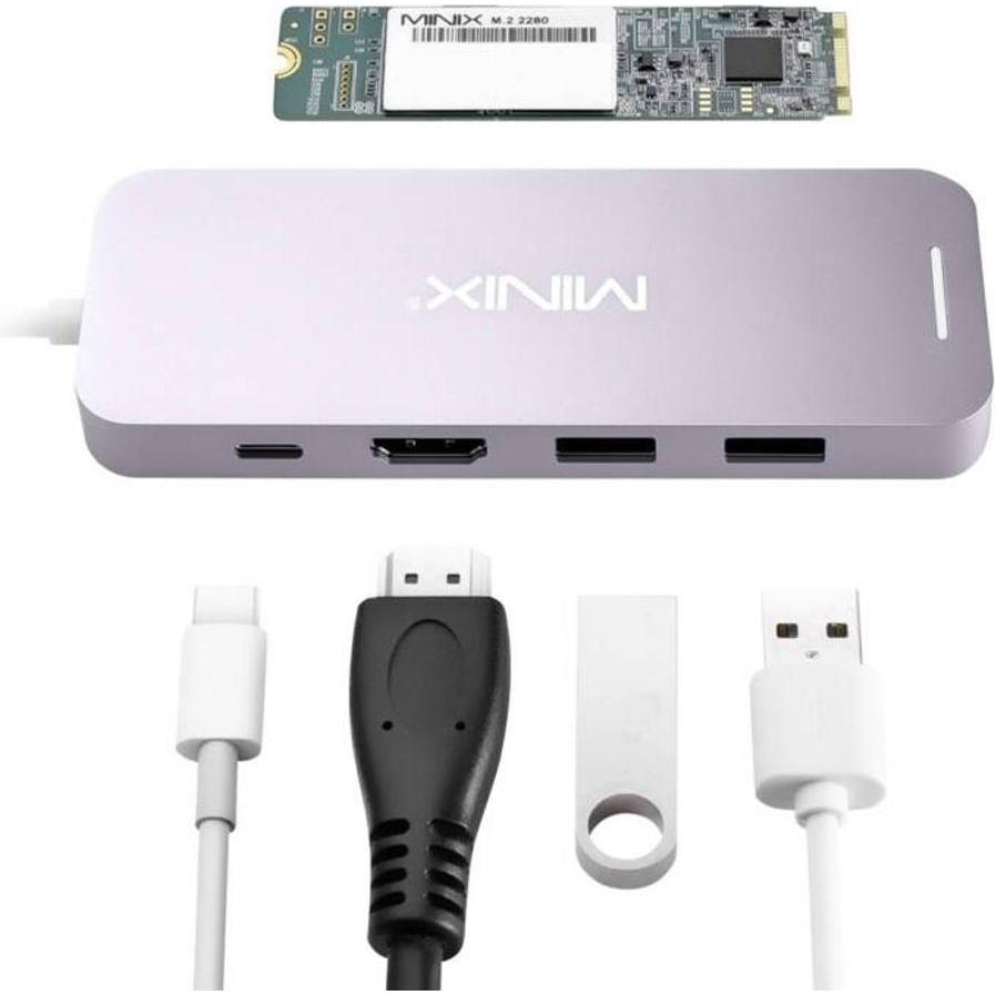 Thumbnail - Minix NEO-S2GR USB-C-Multiport-Adapter mit Solid State Drive (SSD) 240 GB im Lieferumfang enthalten (240 GB), Externe SS...