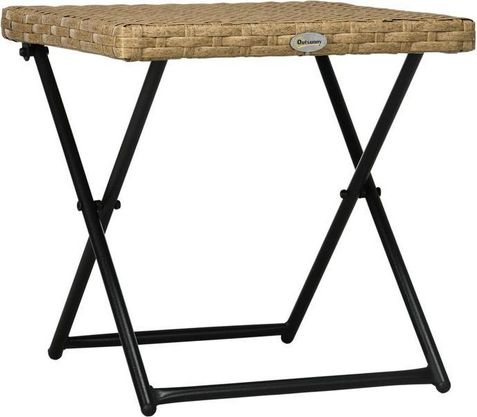 Produktbild Swisshandel24 Polyrattan Beistelltisch Gartentisch klappbar Couchtisch Gartenmöbel Balkontisch Falttisch Metall Na