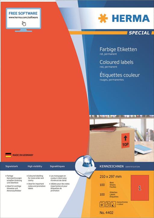 Actual product image HERMA Coloured labels A4