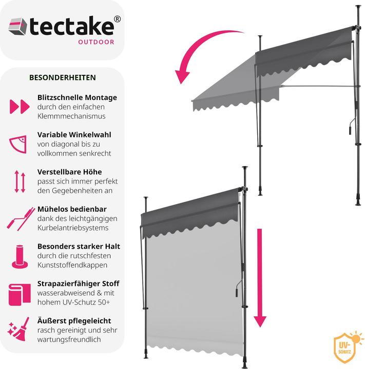 Produktbild tectake Klemmmarkise (2 m)