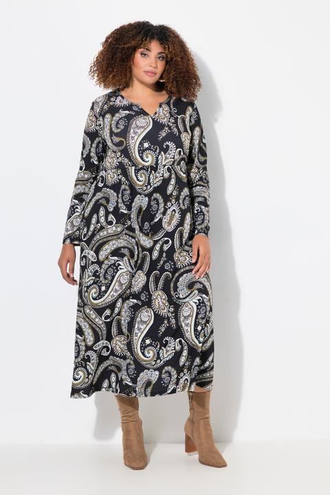 Produktbild Ulla Popken Jerseykleid, A-Linie, Tunika-Ausschnitt, Langarm (62)
