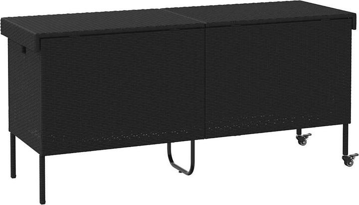 Actual product image vidaXL Garden chest with castors Grey 110x55x73 cm Poly rattan garden cushion box