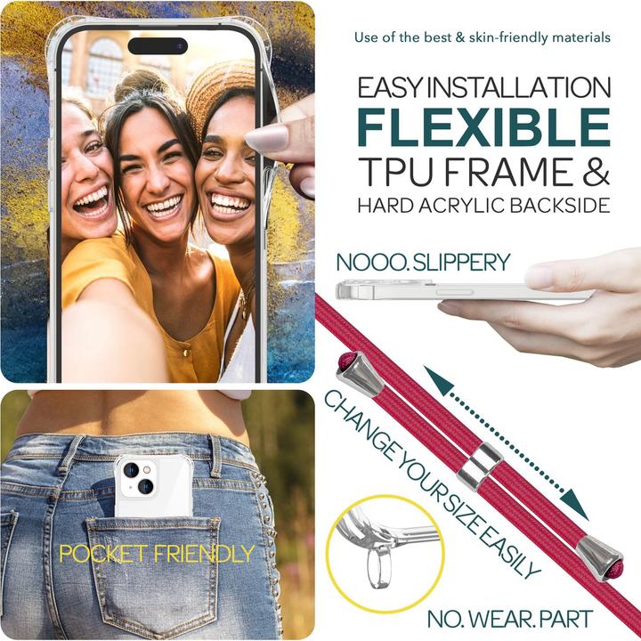 Actual product image Nalia Clear cover with chain to hang around