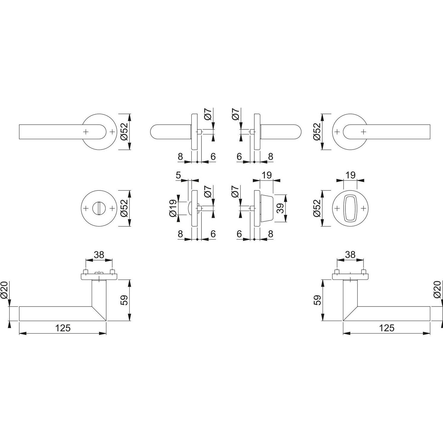 Thumbnail - Hoppe, Türgriff + Fenstergriff, Rosettengrt.Ams.E1400Z/42KV/42KVS VA F9714M Gehrung SK/OL DIN L/R (Türgarnitur)