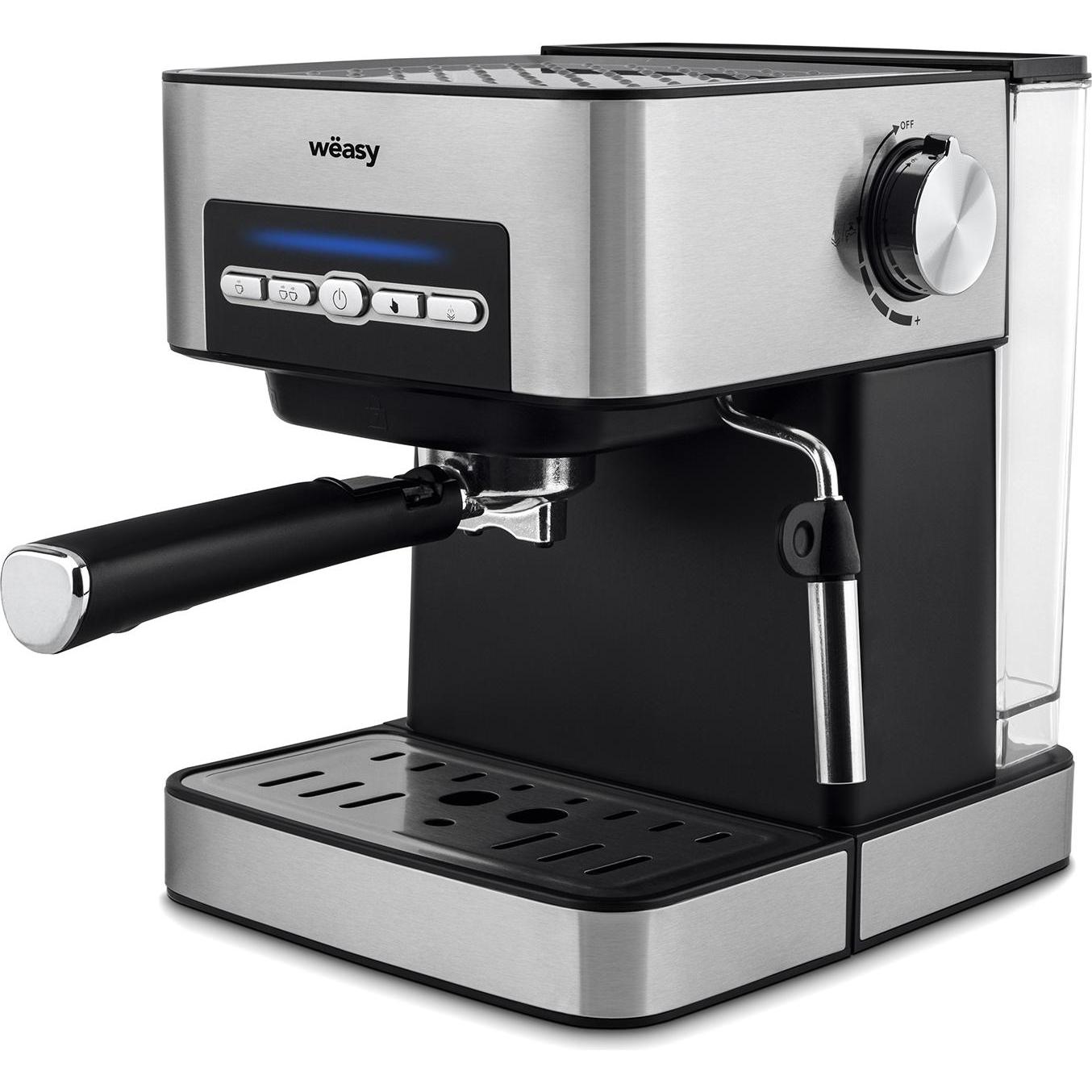 Weasy Kaffeemaschine, Siebträgermaschine, Schwarz, Silber