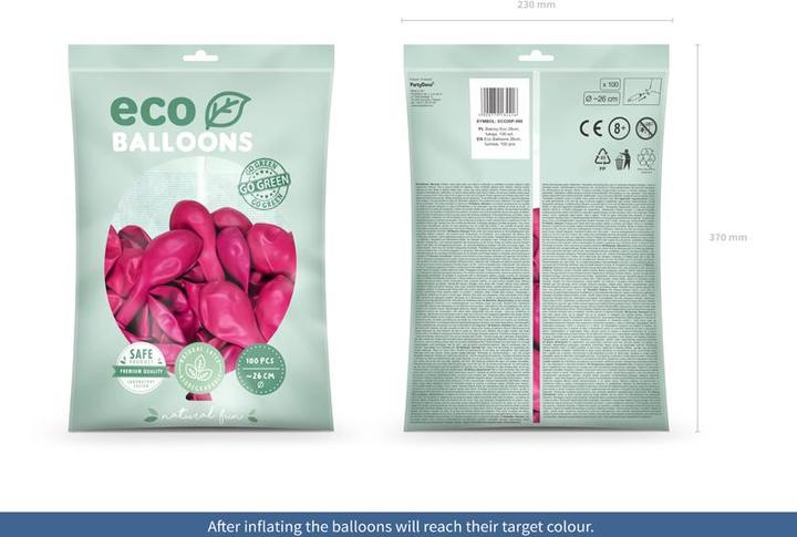 Actual product image Partydeco Eco Balloons 26cm pastel, fuchsia (1 pkt / 100 pc.) (100x)