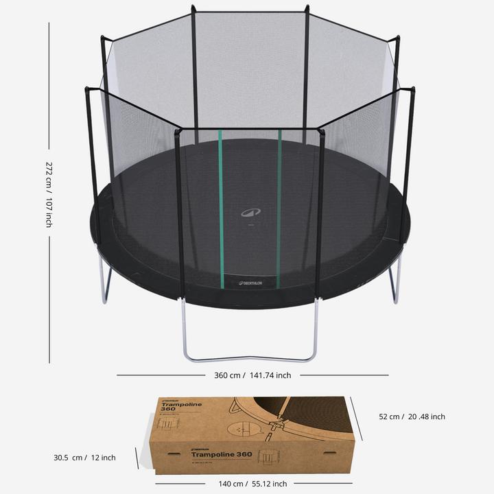 Produktbild Domyos Trampolin mit Sicherheitsnetz Montage ohne Werkzeug - 360