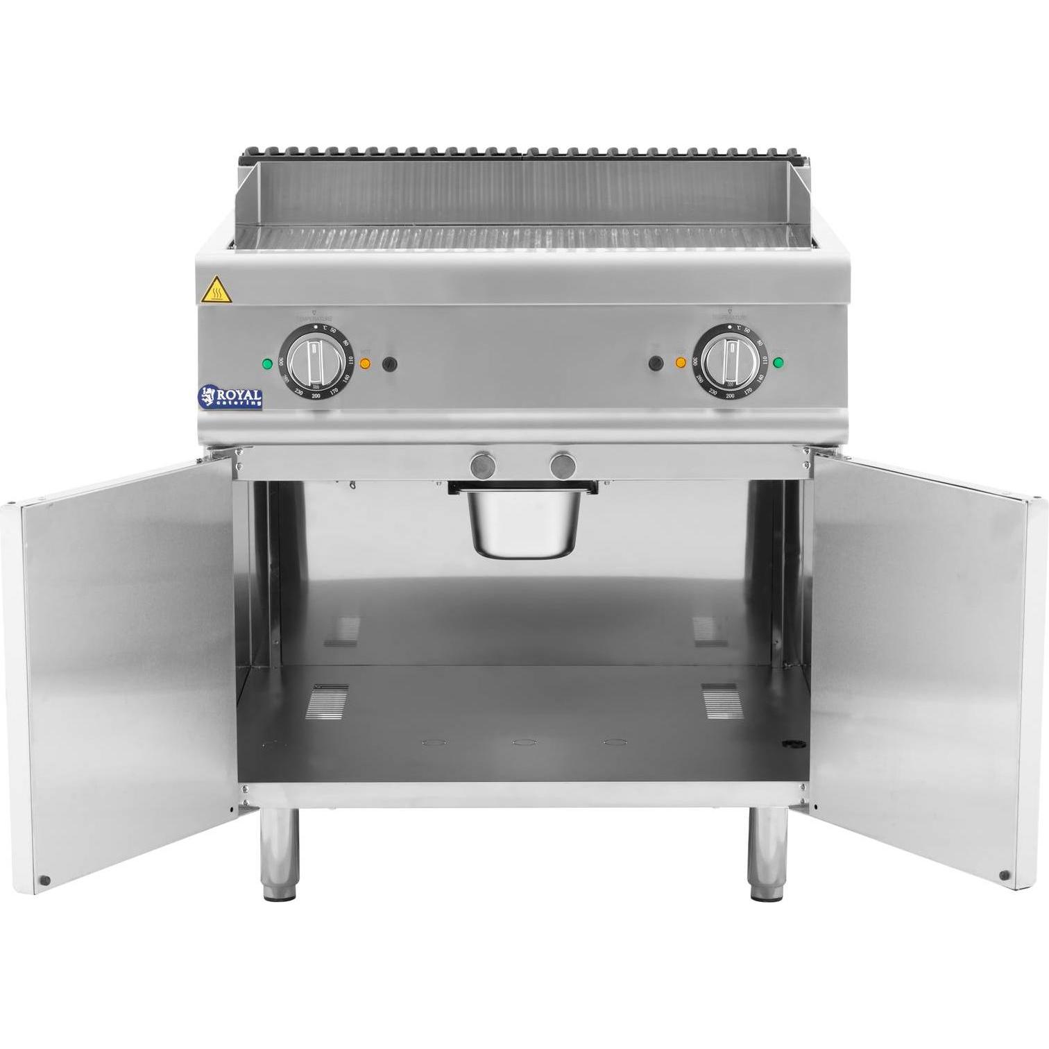 Thumbnail - Royal Catering, Elektrogrill, Doppel-Elektro-Grillplatte Unterschrank 10,8 kW gerillt bis 300 °C Griddleplatte (10.80 kW...