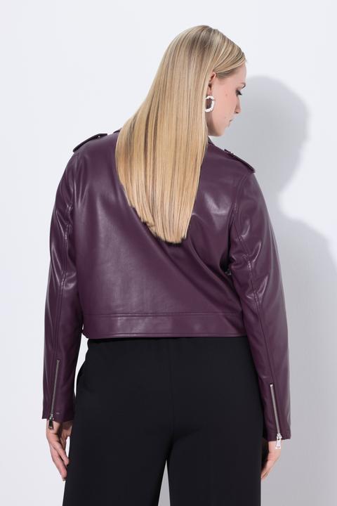 Image du produit Ulla Popken Perfecto en similicuir, col à revers et poches zippées (50, 52)