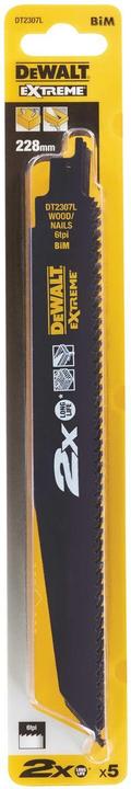 Produktbild DeWalt Säbelsägeblatt BIM Holz 228mm 5 Stück