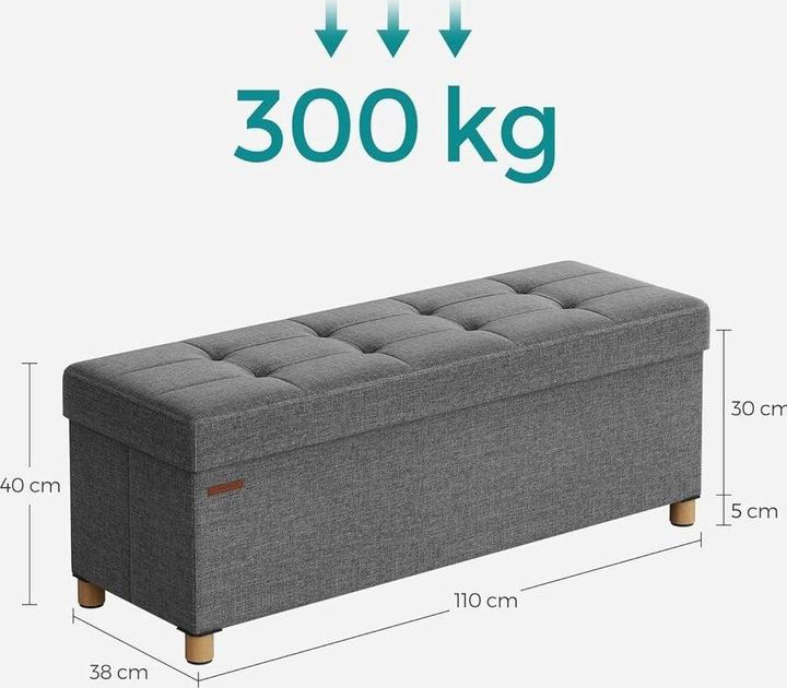 Produktbild Songmics Sitztruhe Ottomane 110 x 40 cm, Grau, Tiefe (110 cm)