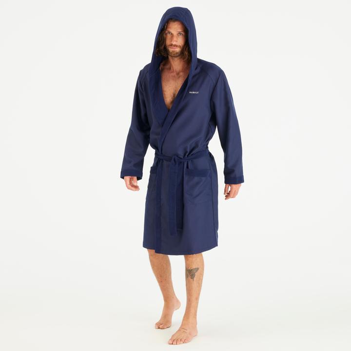 Image du produit Nabaiji Hommes microfibre compact hooded bathrobe en bleu foncé (M)