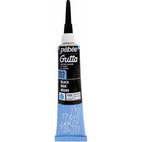 Pebeo, Künstlerfarbe + Bastelfarbe, Setasilk Wasser-Gutta Tube mit Kanüle (Schwarz, 20 ml)