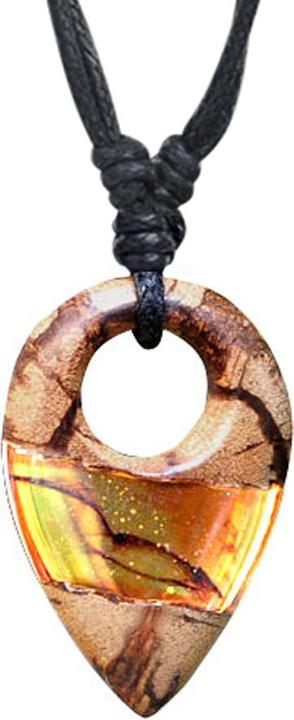 Immagine prodotto Star Piercing Collana nera con ciondolo a goccia in lava epossidica arancione di Liana wood (senza ottone, Organico)