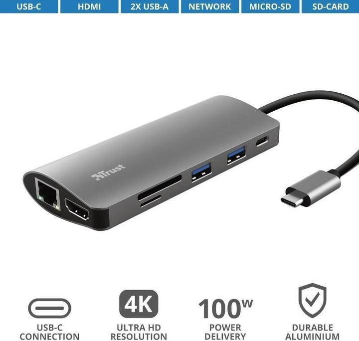 Productafbeelding Trust Dockingstation Dalyx 7-in-1 USB-C (USB-C, 7 ports)
