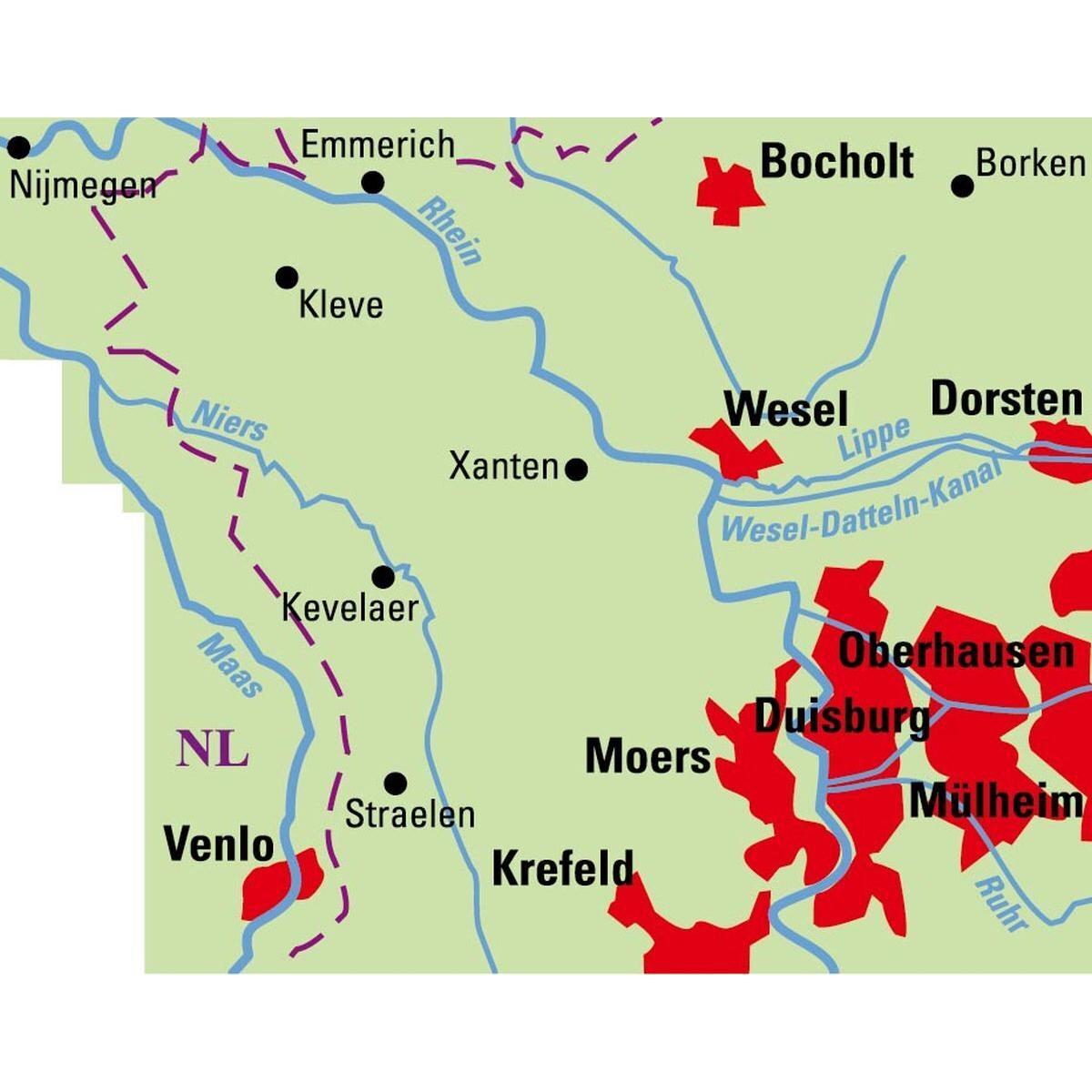 Thumbnail - ADFC-Regionalkarte Niederrhein Nord, 1:75.000, mit Tagestourenvorschlägen, reiss- und wetterfest, Landkarte