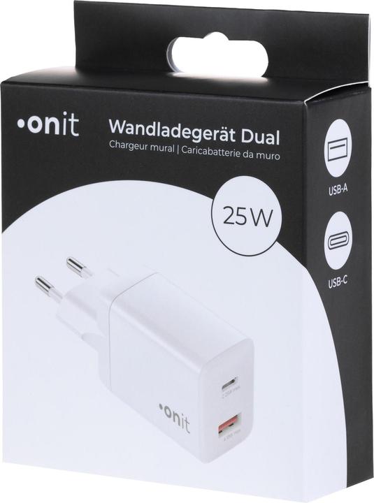 Image du produit Onit Chargeur mural USB PD25W + QC3.0 Blanc (25 W, 2 ports)
