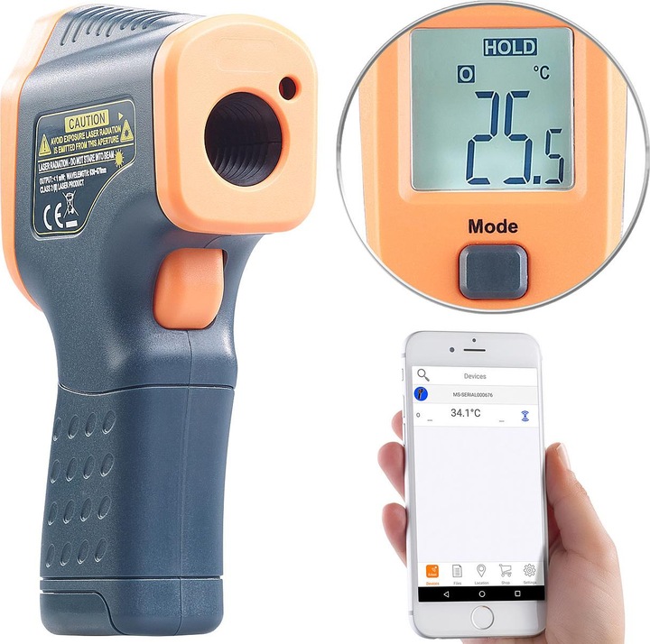 Produktbild AGT Profi-Infrarot-Thermometer mit Laser, LCD und Bluetooth