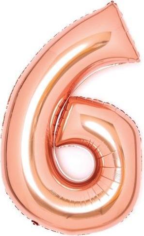 Actual product image Amscan Foil balloon rose-gold, 66cm, number 6 (1 x)