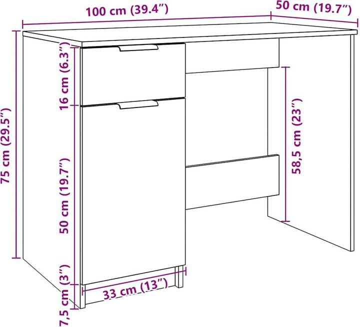 Image du produit vidaXL Schreibtisch (100 x 50 x 75 cm)