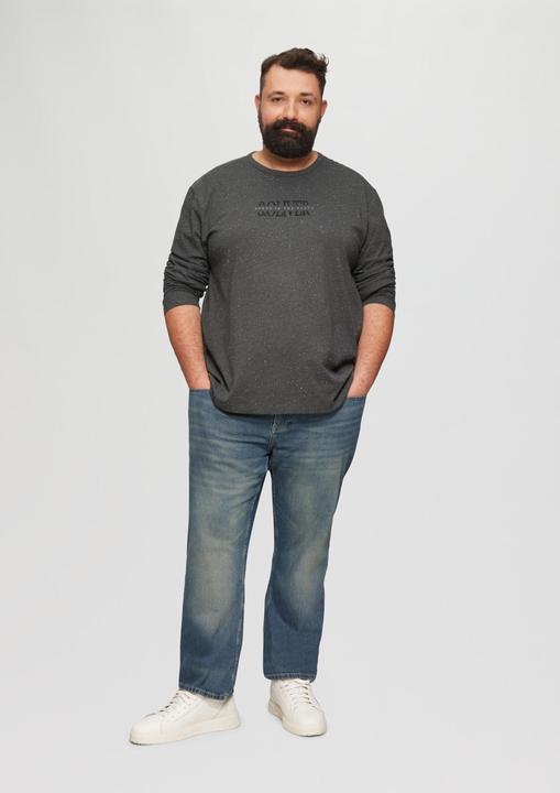 Actual product image S.Oliver T-Shirt Meliertes Longsleeve aus Jersey mit Logo-Print (4XL)