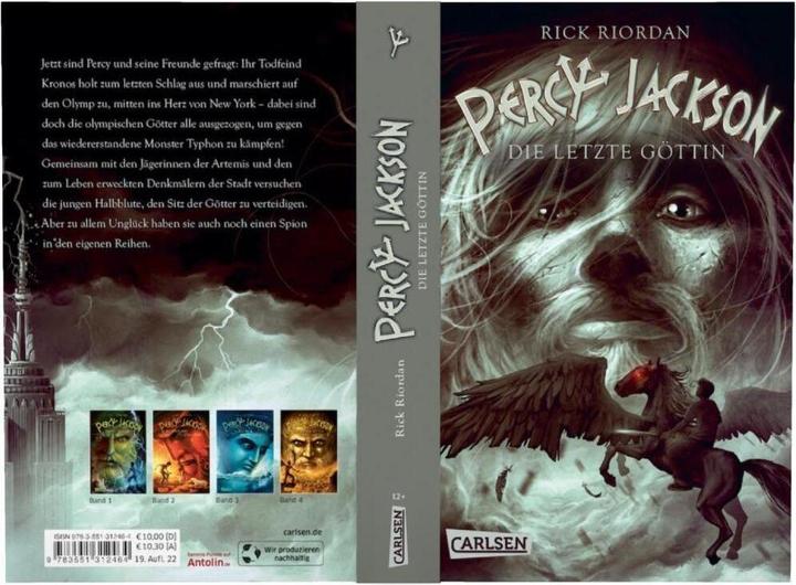 Actual product image Percy Jackson, Band 5: Die letzte Göttin (German, Rick Riordan., 2013)