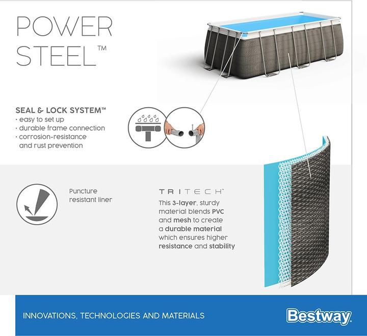 Actual product image Bestway Power Steel Frame Pool Set 404 x 201 x 100 cm (404 x 201 x 100 cm)