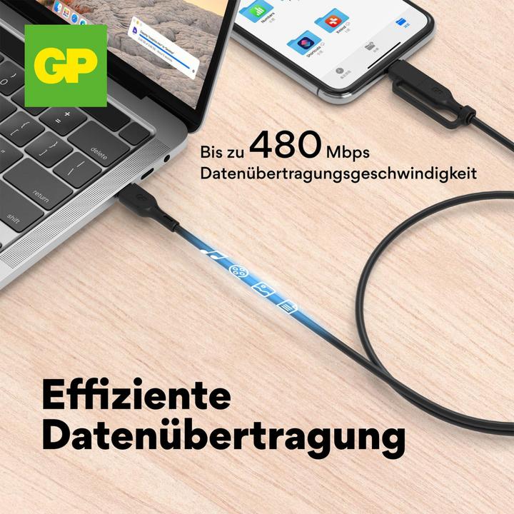 Image du produit GP Batteries GP 60W Lade- & Sync Kabel USB-A auf USB-C und Lightning (1.50 m, USB 2.0, 60 W)