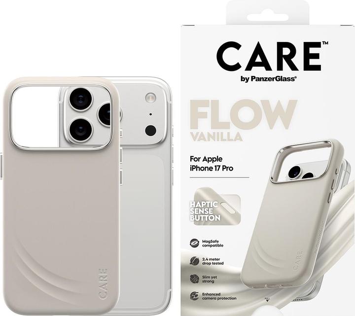 Actual product image PanzerGlass CARE by ® Feature FLOW Case Vanilla w. Cutout for Haptic & MagSafe iPhone 17 Pro (Apple iPhone 17 Pro)