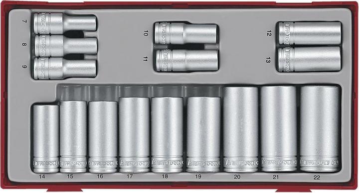 Teng Tools 144300100 TT3816 Cap set deep TT1 tray 3/8" 7-22mm 16 pieces 6-sided (3/8")