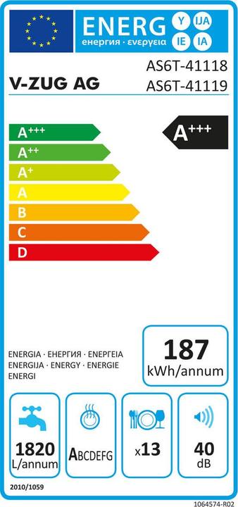 Energie-Label V-Zug AdoraSpülen V6000