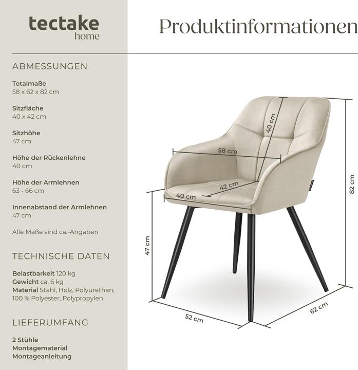 Actual product image tectake chair Marilyn, velvet look, quilted