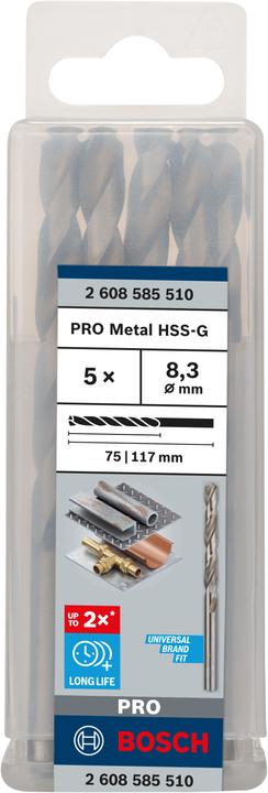 Actual product image Bosch Professional Zubehör PRO Metal HSS-G twist drill, 8.3 x 75 x 117 mm (8.3 mm)