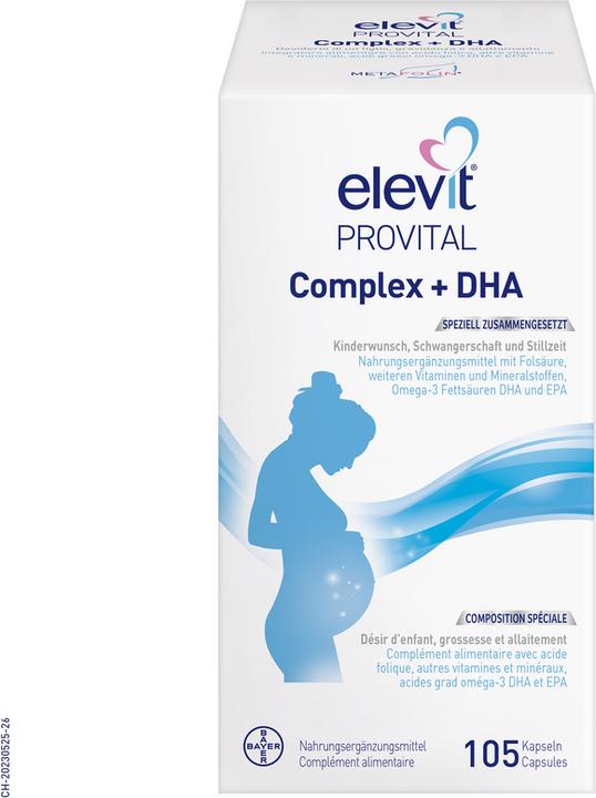 Actual product image Elevit Provital Complex + DHA Caps 105 Capsules (105 Piece, Capsules, 195 g)