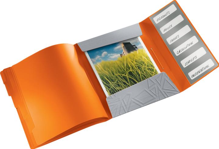 Actual product image Leitz Urban Chic folder, DIN A4, PP, 6 compartments, grey duo-look, with embossed pattern, with 3 slides (A4, 1x)