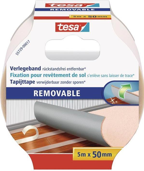 Produktbild tesa Verlegeband REMOVABLE, doppelseitiges Klebeband, rückstandsfrei entfernbar (50 mm)