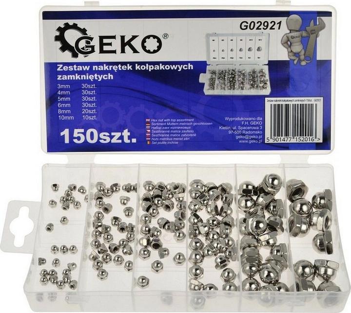 Actual product image GEKO Union nut set, closed, 150 pieces