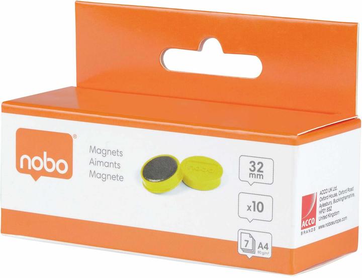 Image du produit Nobo Aimant rond 32mm 1915302 jaune 10 pièces (10x)