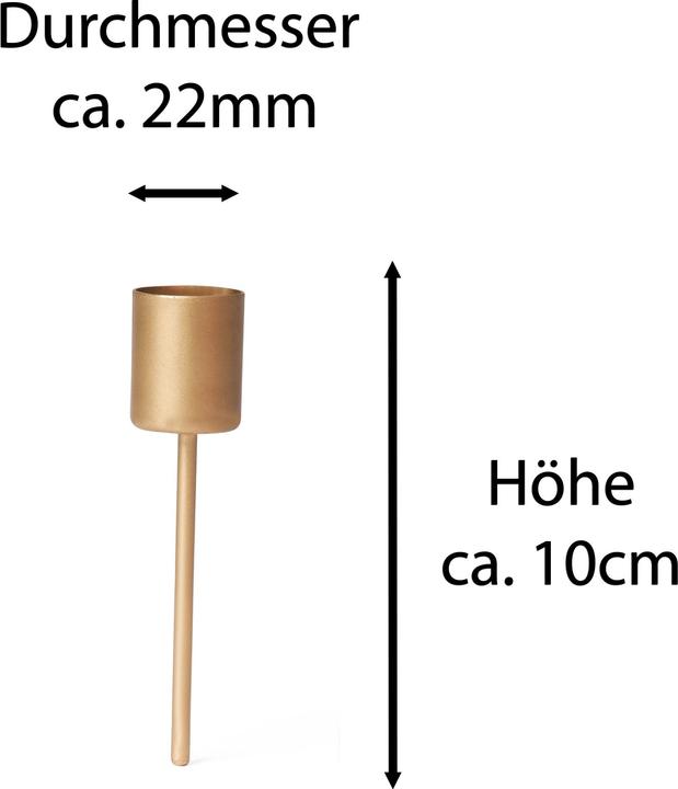 Produktbild Novaliv 8x Stabkerzenhalter gold I Kerzenpick 10 x 2,5 cm Kerzenhalter für Adventskranzdekoration I