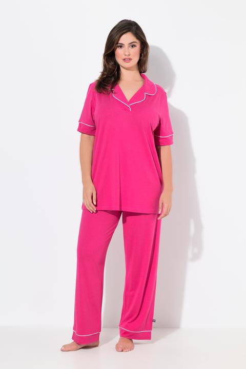 Produktbild Ulla Popken Pyjama, Zierpaspeln, Reverskragen, Halbarm (60)
