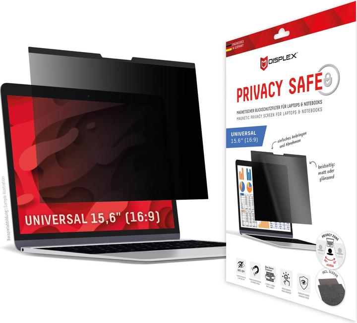 Displex Privacy Safe, Laptop Blickschutzfilter (15.60", 16:9)