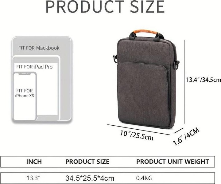 Actual product image PhoneLook Sac à bandoulière sac à main portable imperméable pour iPad + Laptop + MaxBook 13 pouces (13.30")