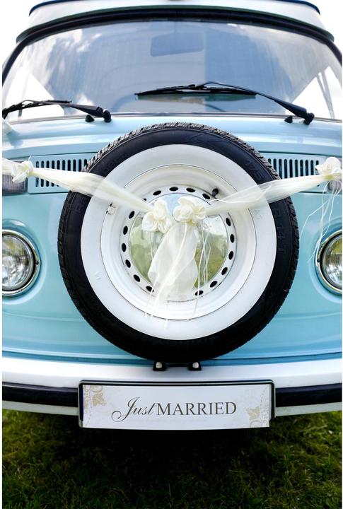 Immagine prodotto Partydeco Accessori per feste Decorazione auto Organza 1.8 m, 2 pezzi, crema (2 pz.)