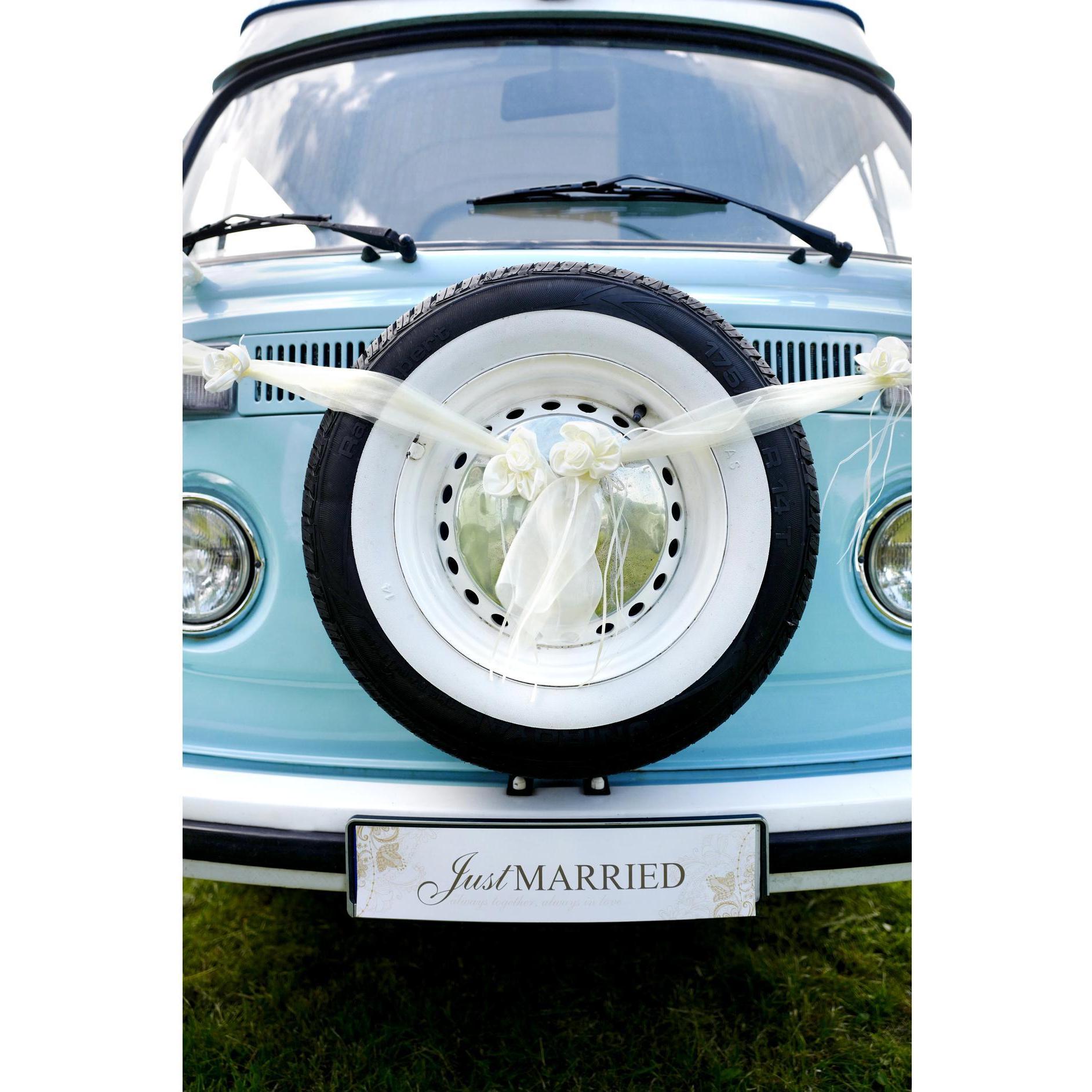 Thumbnail - Partydeco Partyaccessoire Autodekoration Organza 1.8 m, 2 Stk, Creme
